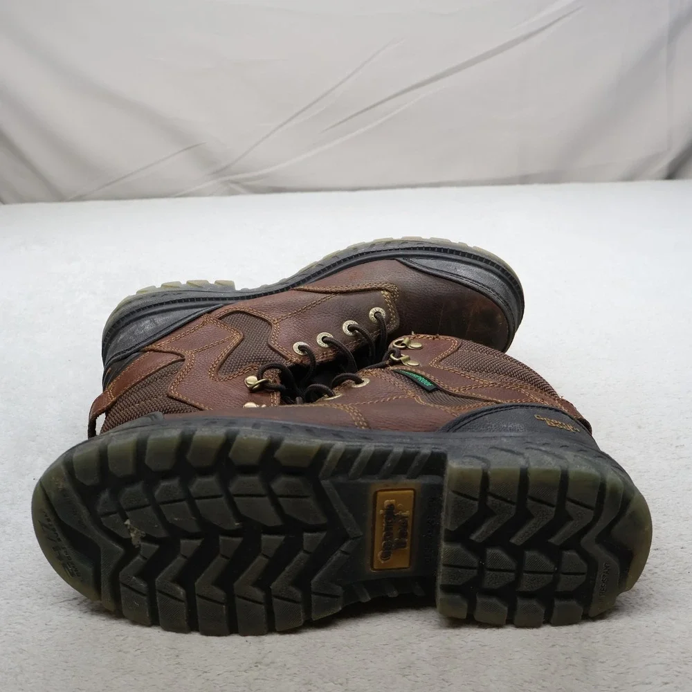 Georgia Mens 10.5M Work Boot Brown Zero Drag Waterproof Leather Steel Toe G086